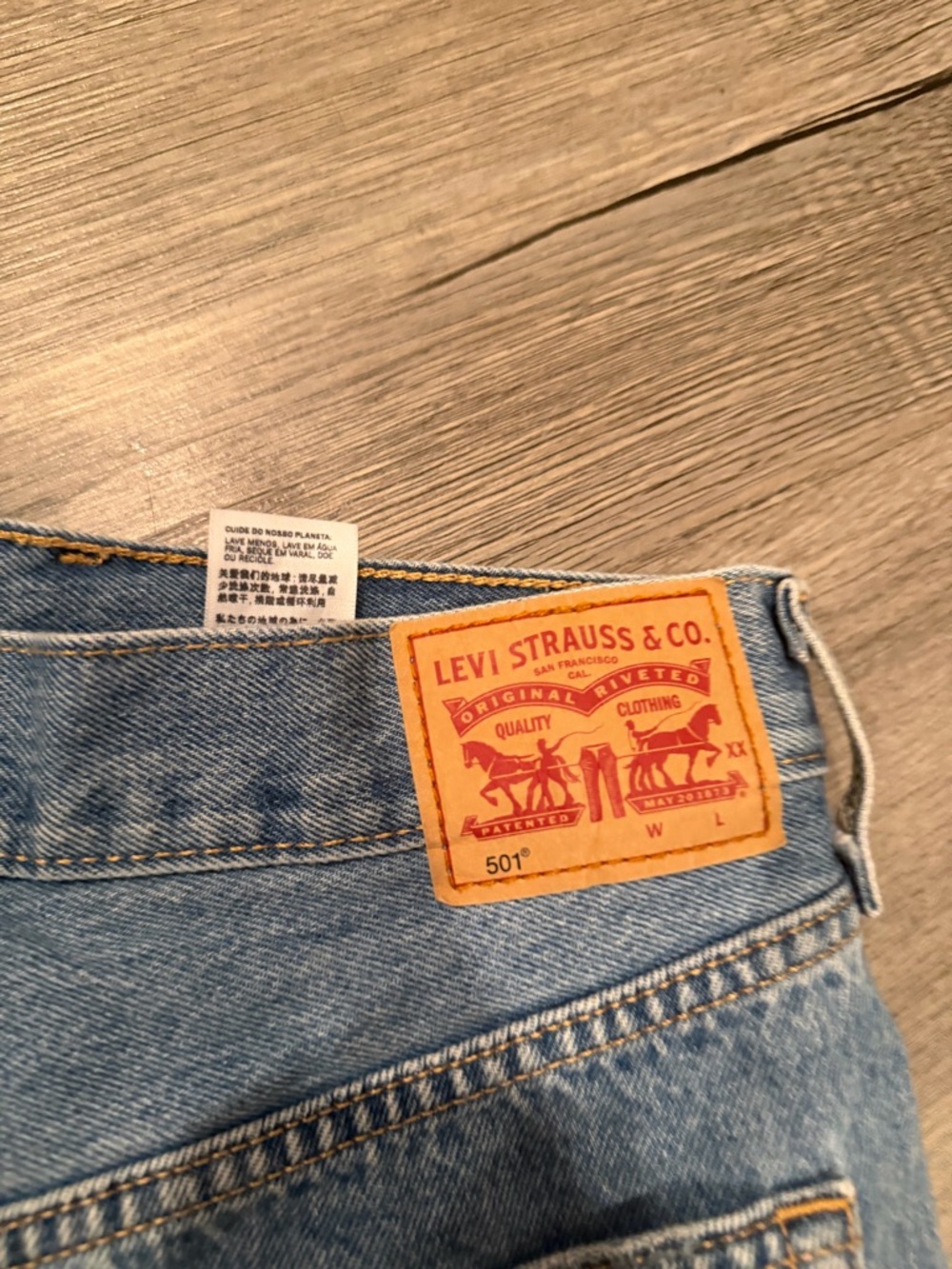 Levi's Light Blue Distressed Denim Cutoff Shorts - Picture 3 of 4